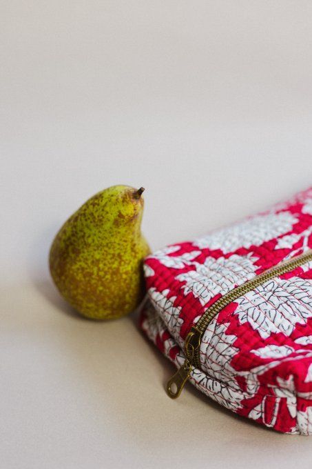 Trousse tissu indien rouge et bleu