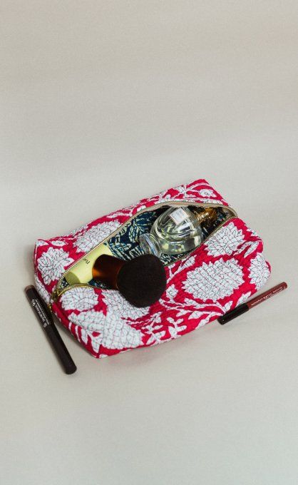 Trousse tissu indien rouge et bleu